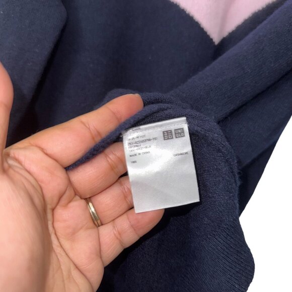 Ines De La Fressange  Uniqlo Multicolor Chevron Cashmere Mock Neck Sweater M - Picture 4 of 5